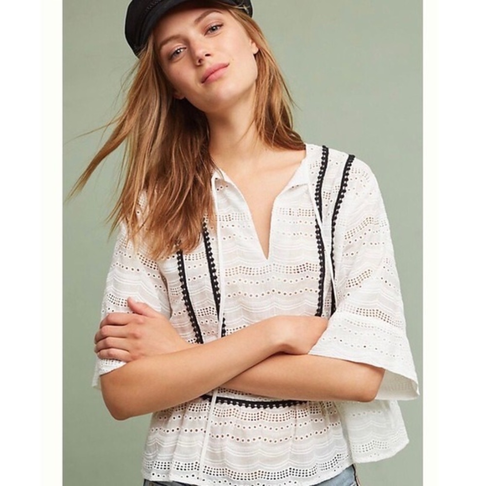 Anthropologie White Peasant Top